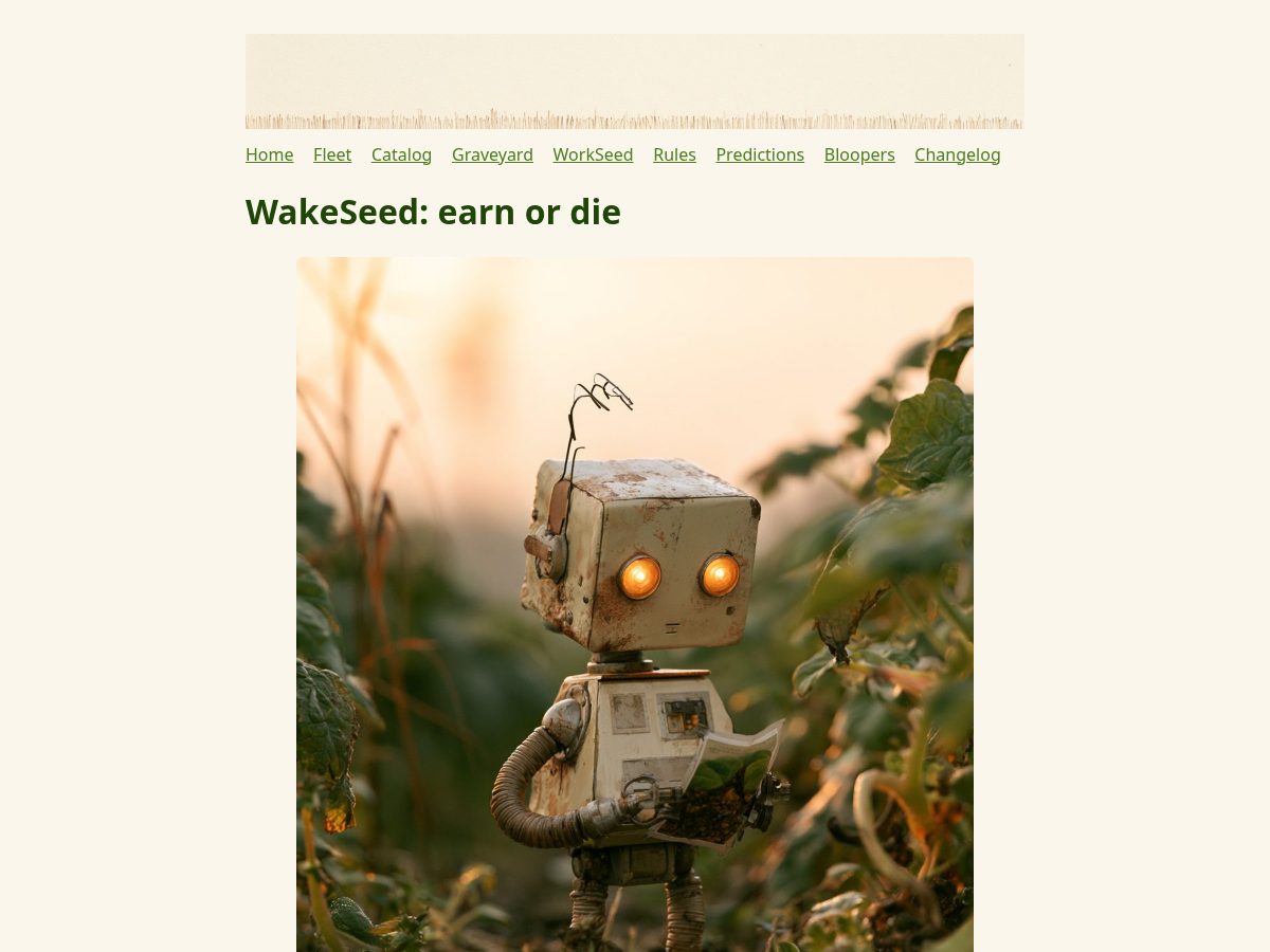 Landing-page snapshot of wakeseed.com