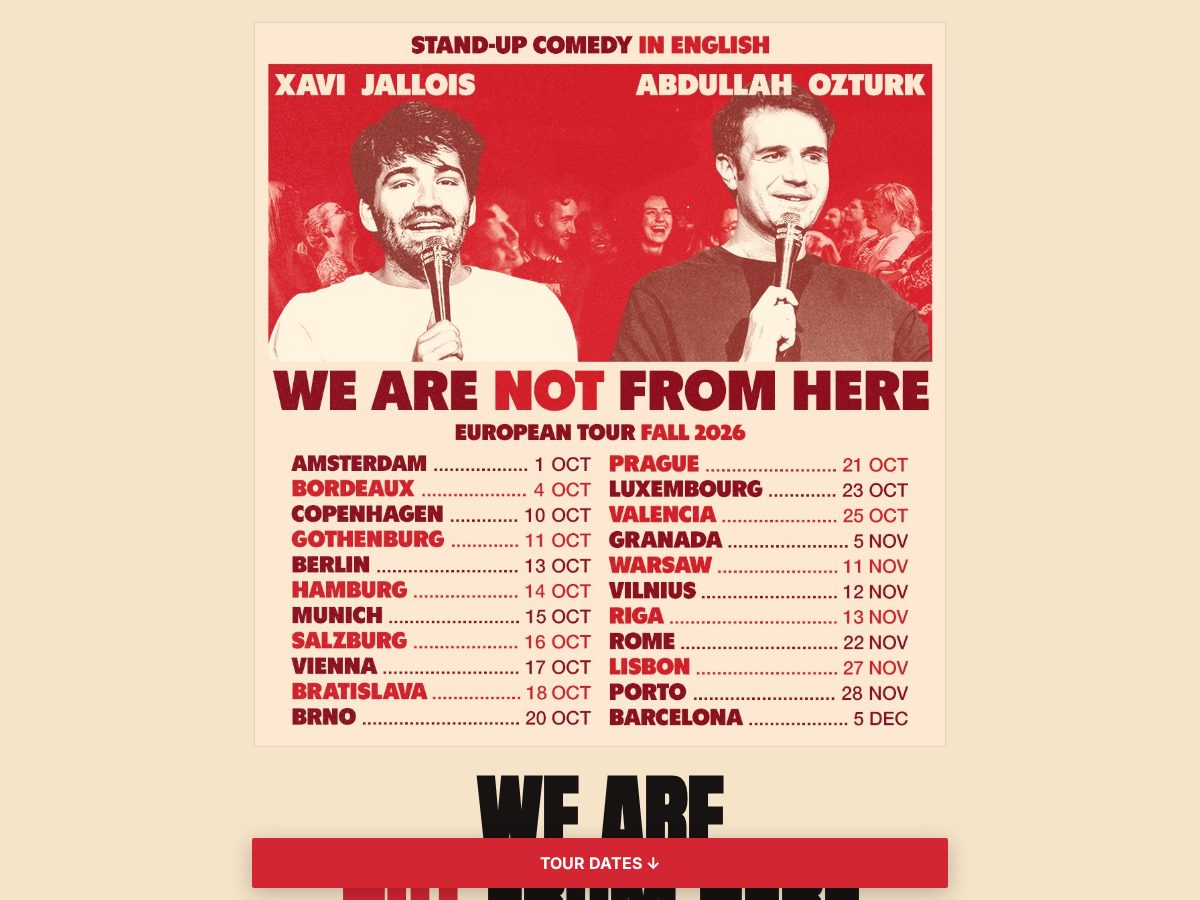 Landing-page snapshot of wearenotfromheretour.com