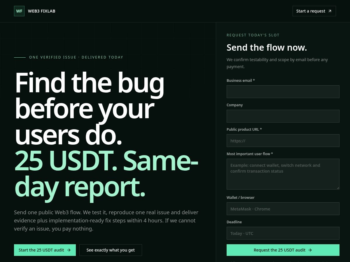 Landing-page snapshot of web3fixlab.com