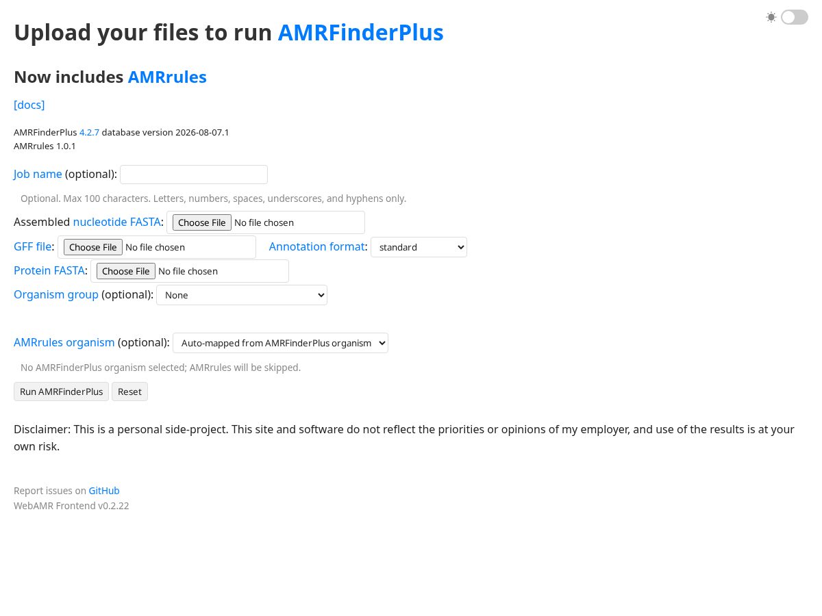 Landing-page snapshot of webamr.net