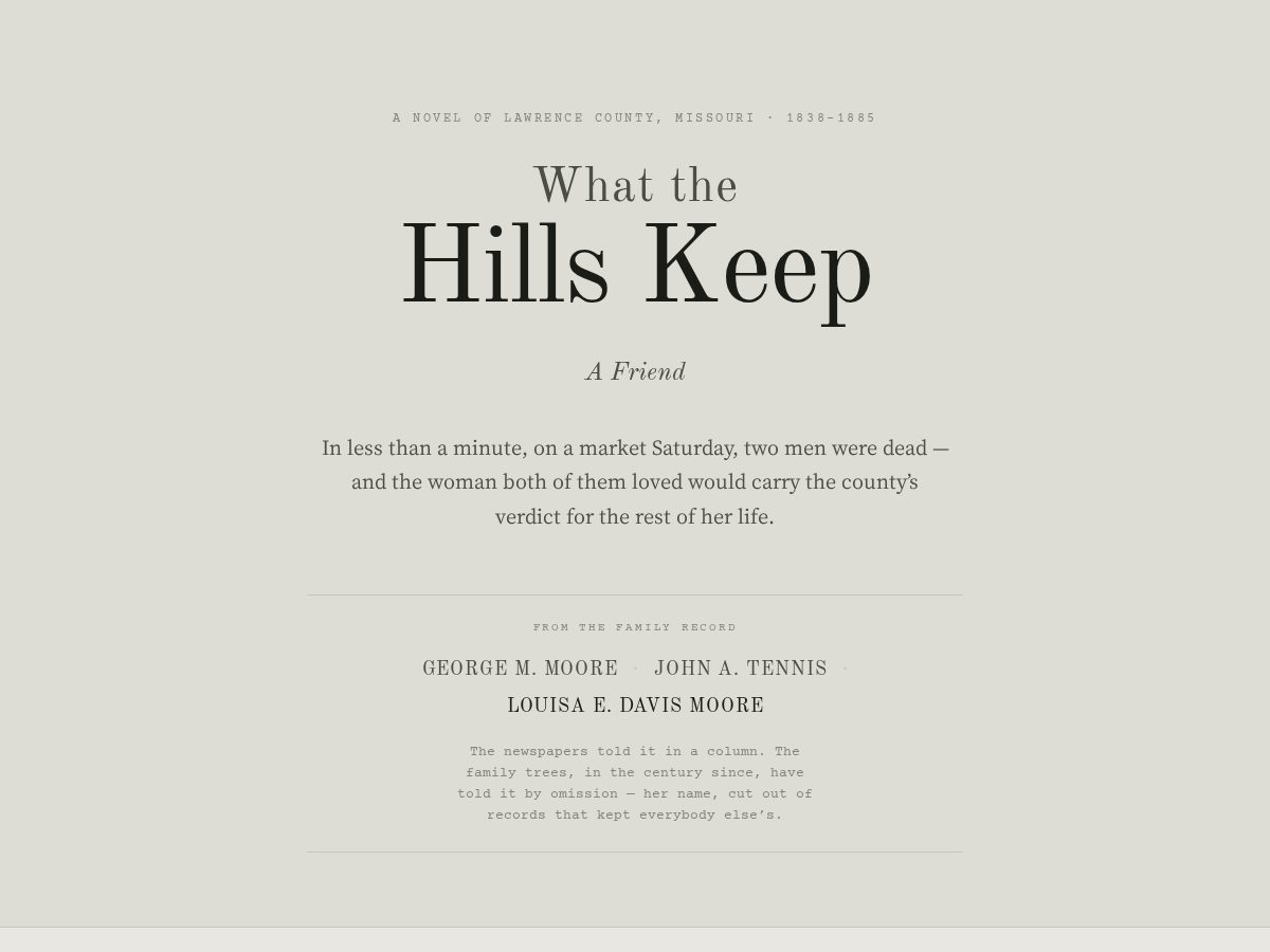 Landing-page snapshot of whatthehillskeep.com
