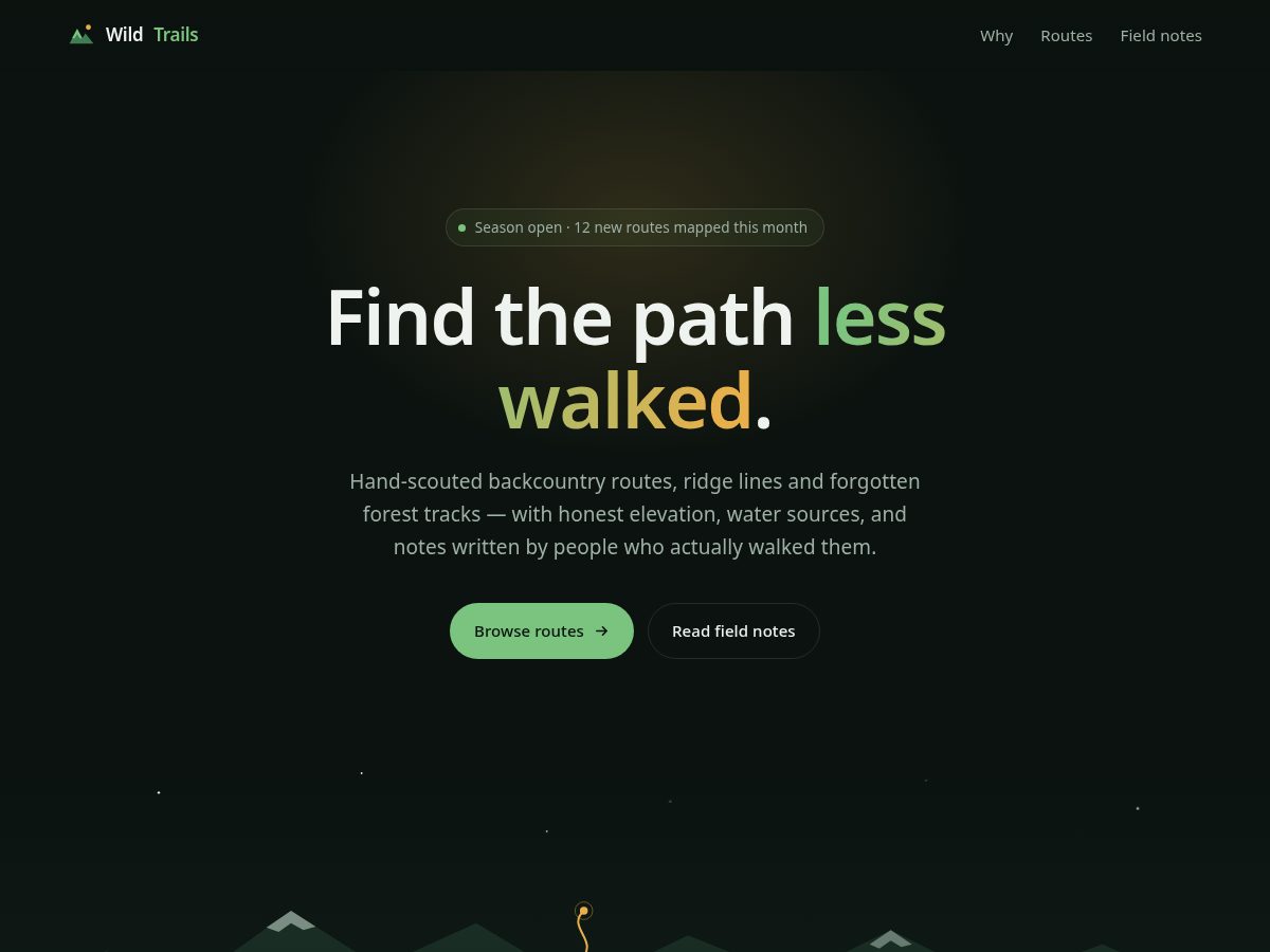 Landing-page snapshot of wildtrails.casa