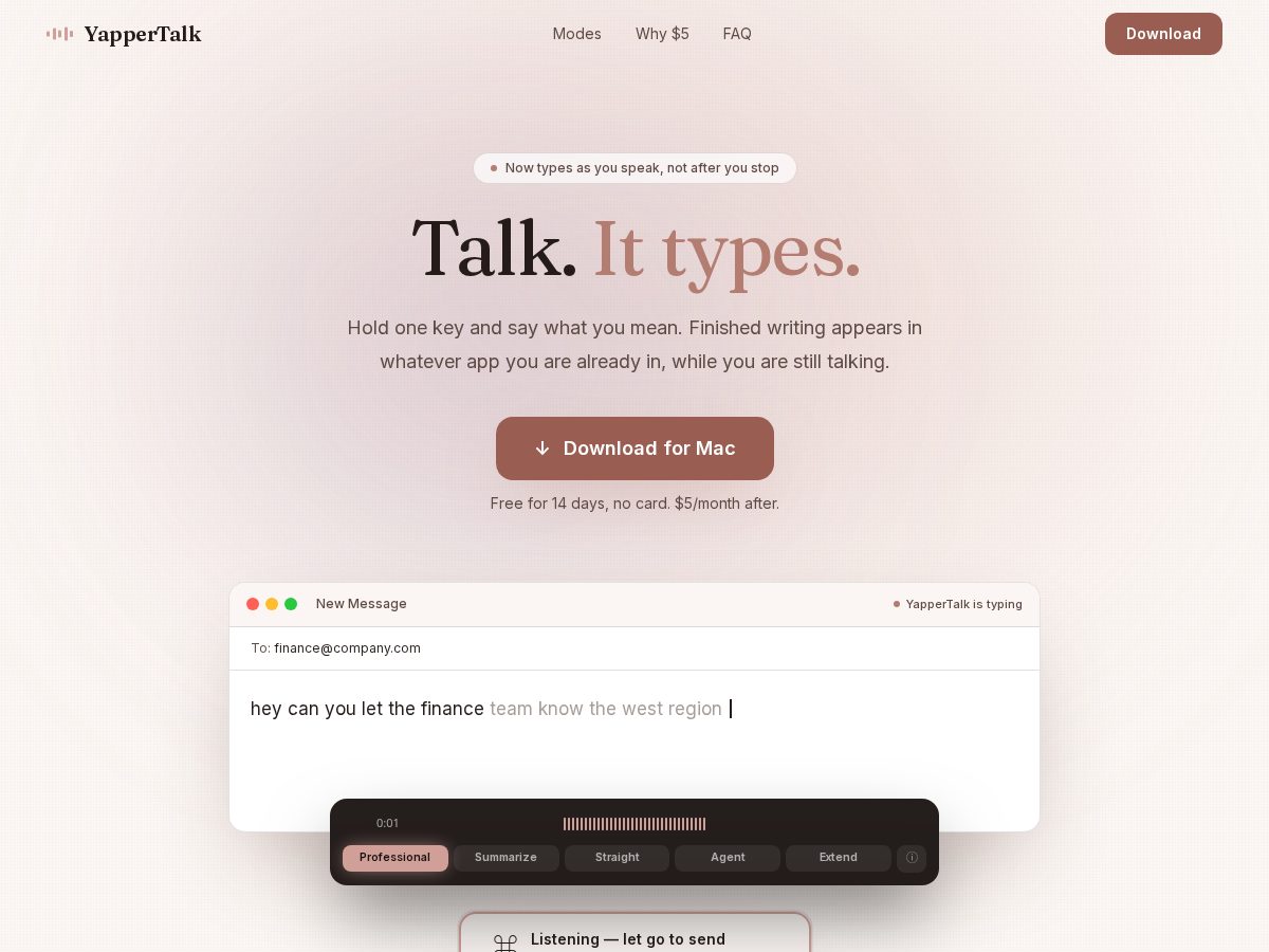 Landing-page snapshot of yappertalk.com