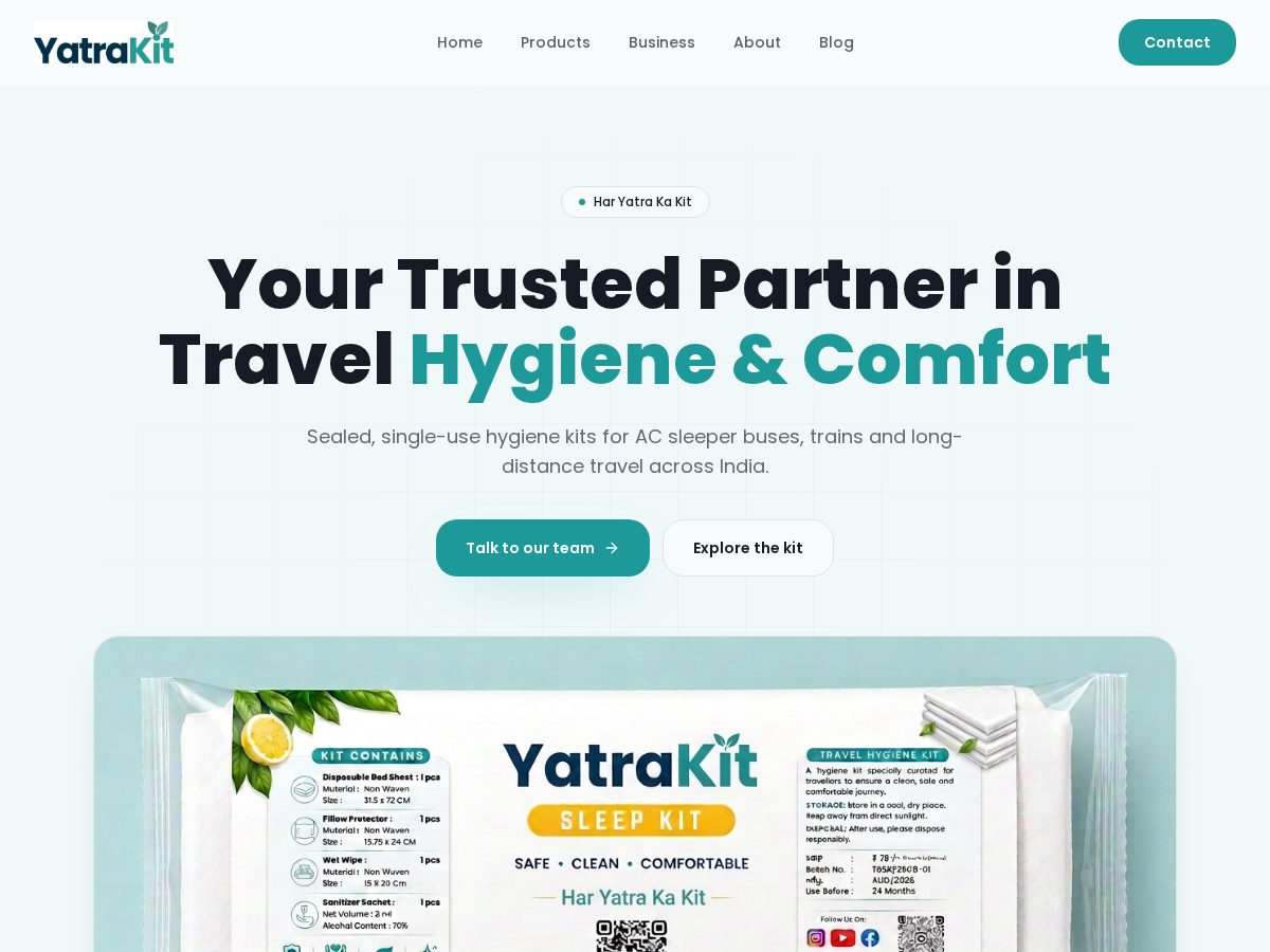 Landing-page snapshot of yatrakit.com