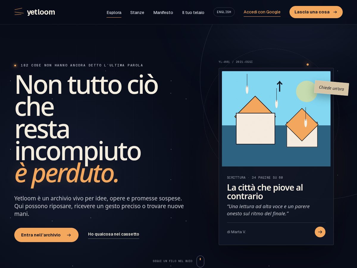 Landing-page snapshot of yetloom.com