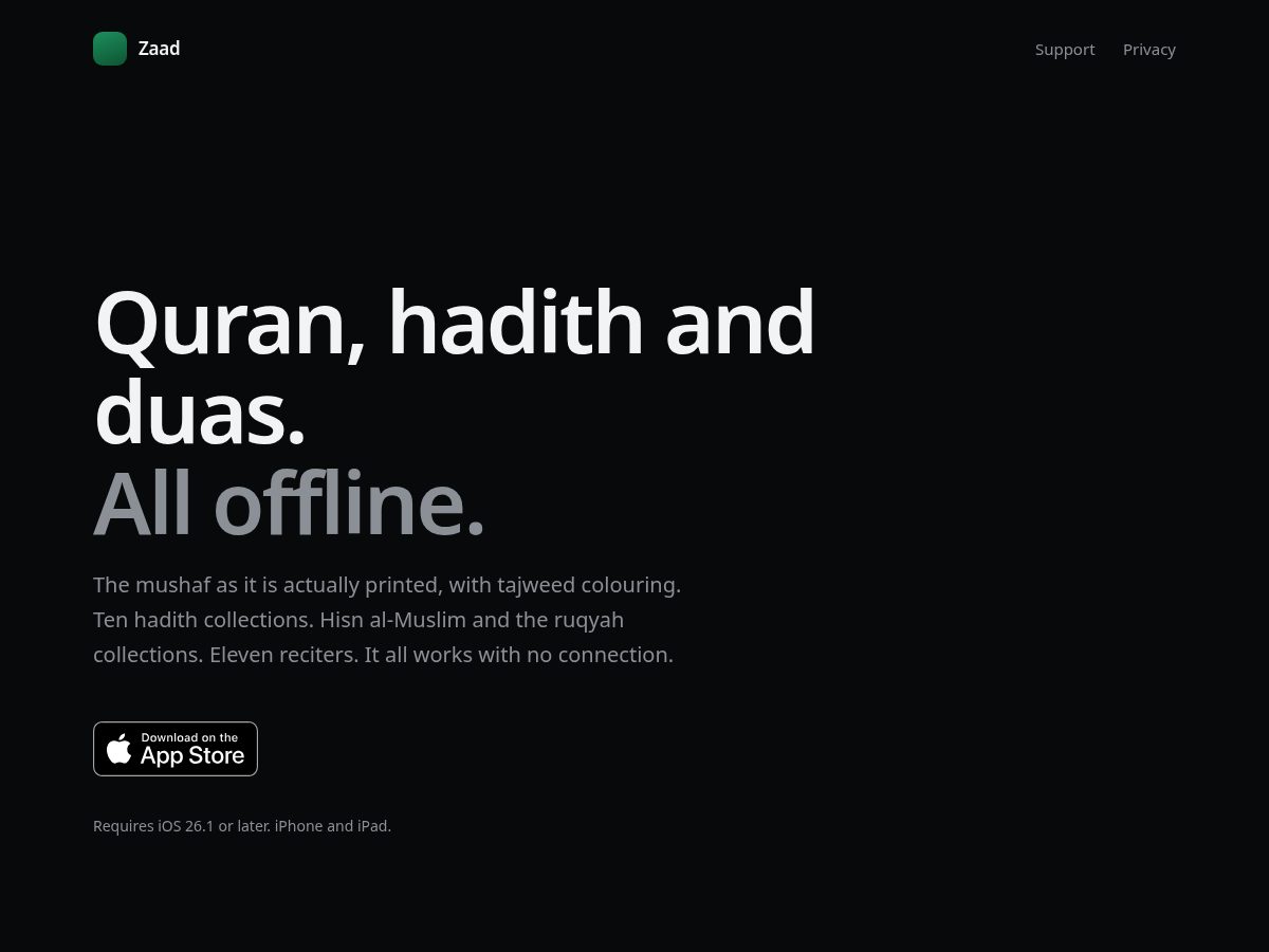 Landing-page snapshot of zaadapp.org