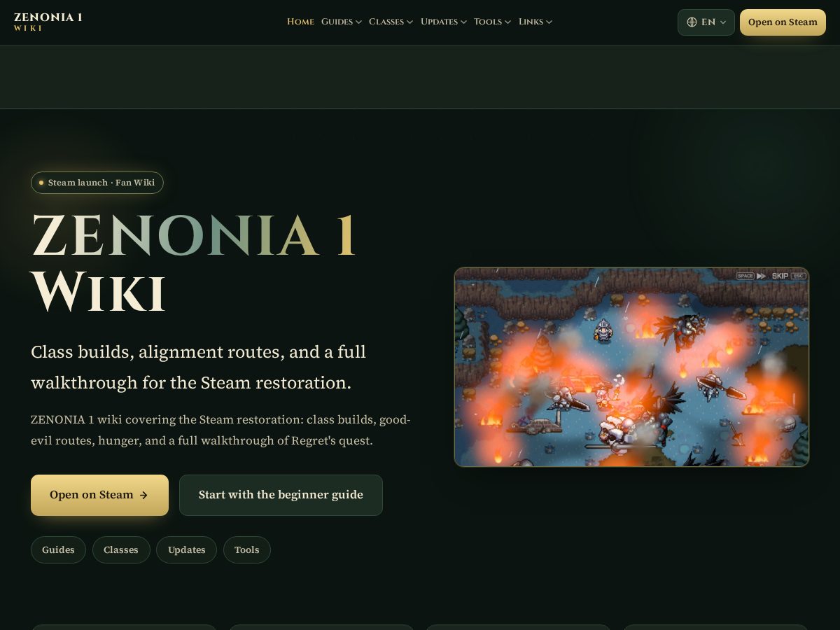 Landing-page snapshot of zenonia1.wiki