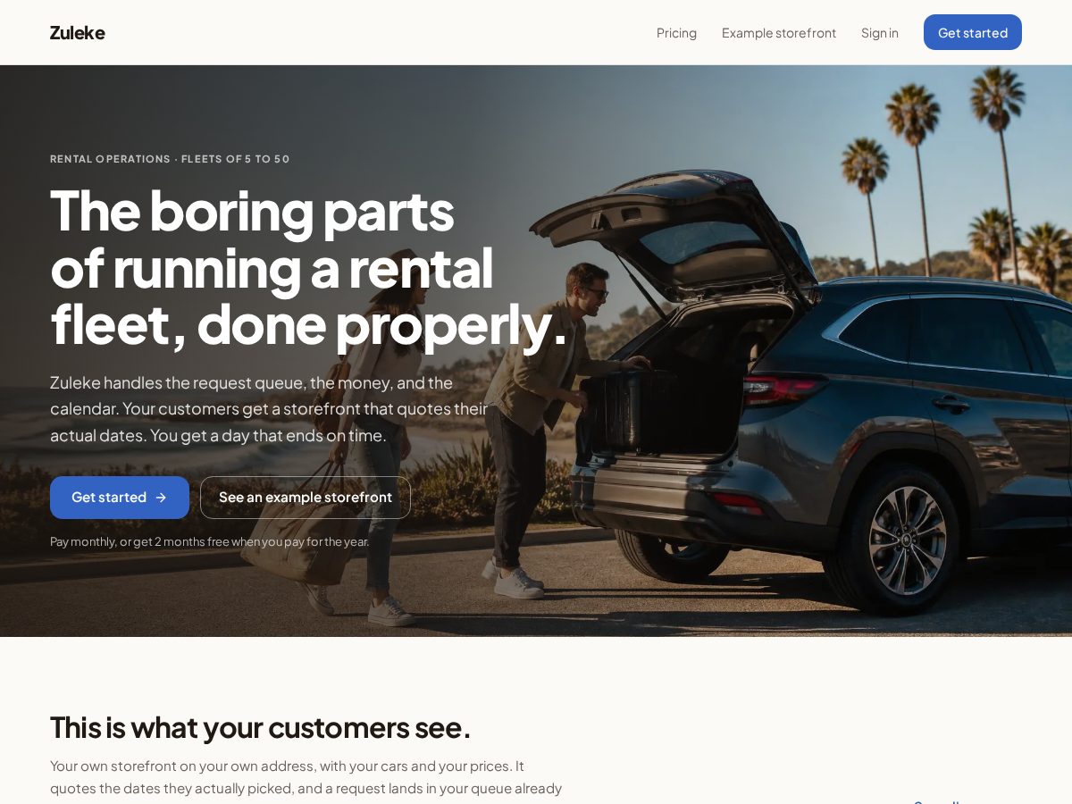Landing-page snapshot of zuleke.com
