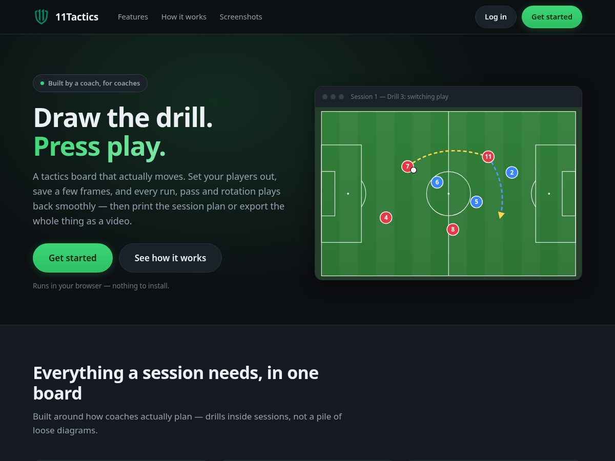 Landing-page snapshot of 11tactics.com
