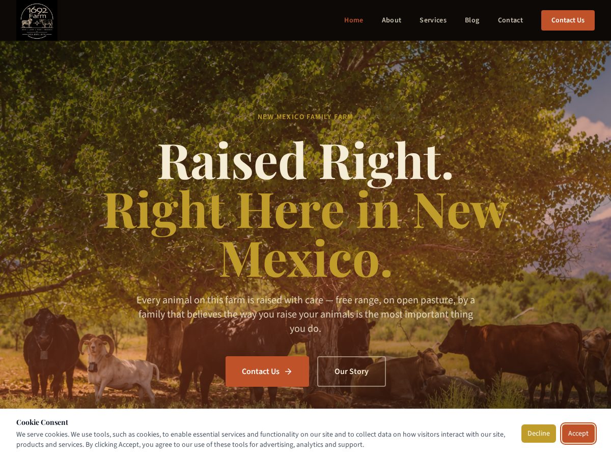 Landing-page snapshot of 1692farm.com