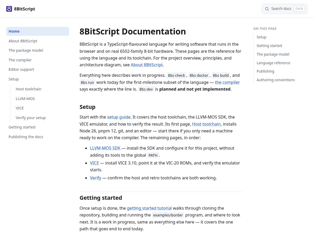 Landing-page snapshot of 8bitscript.org