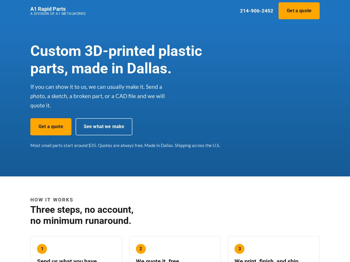 Landing-page snapshot of a1rapidparts.com