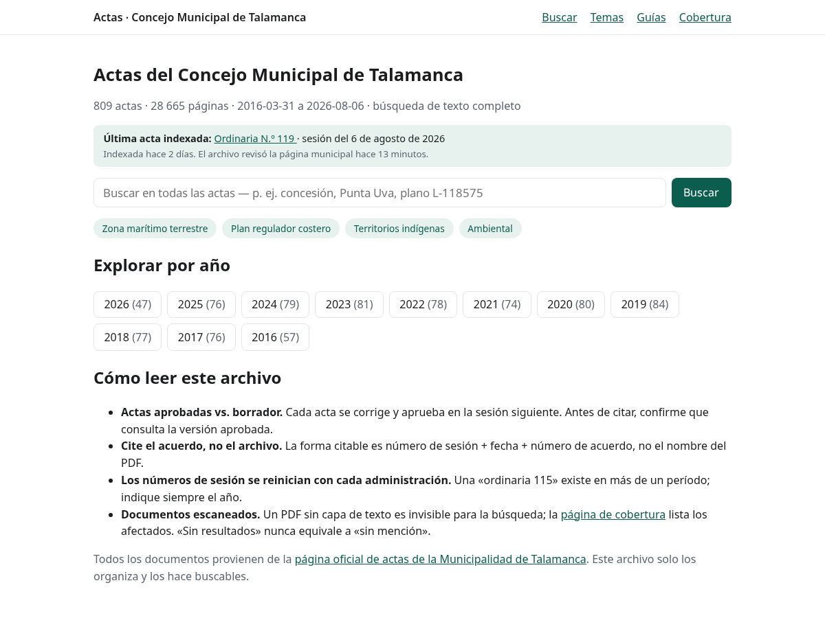 Landing-page snapshot of actaspublicas.org