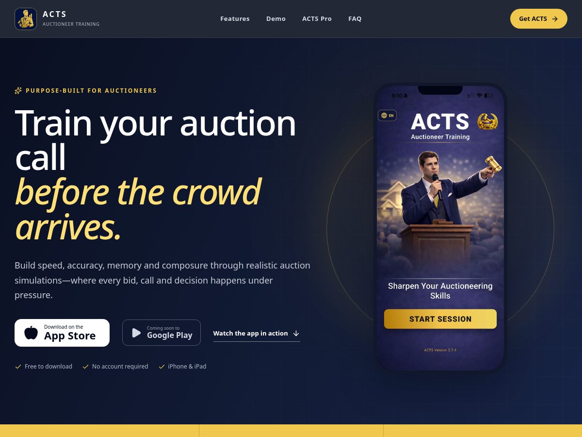 Landing-page snapshot of actsauctioneer.com