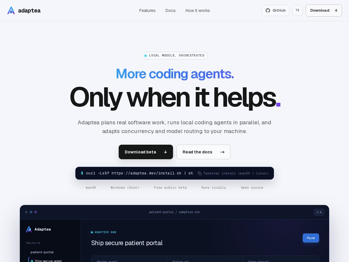 Landing-page snapshot of adaptea.dev