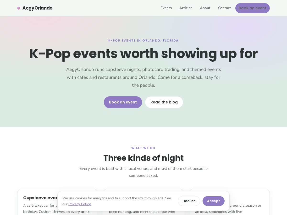 Landing-page snapshot of aegyorlando.com
