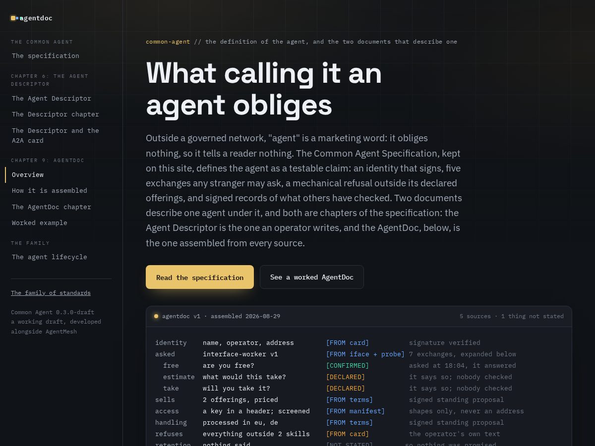 Landing-page snapshot of agentdoc.net