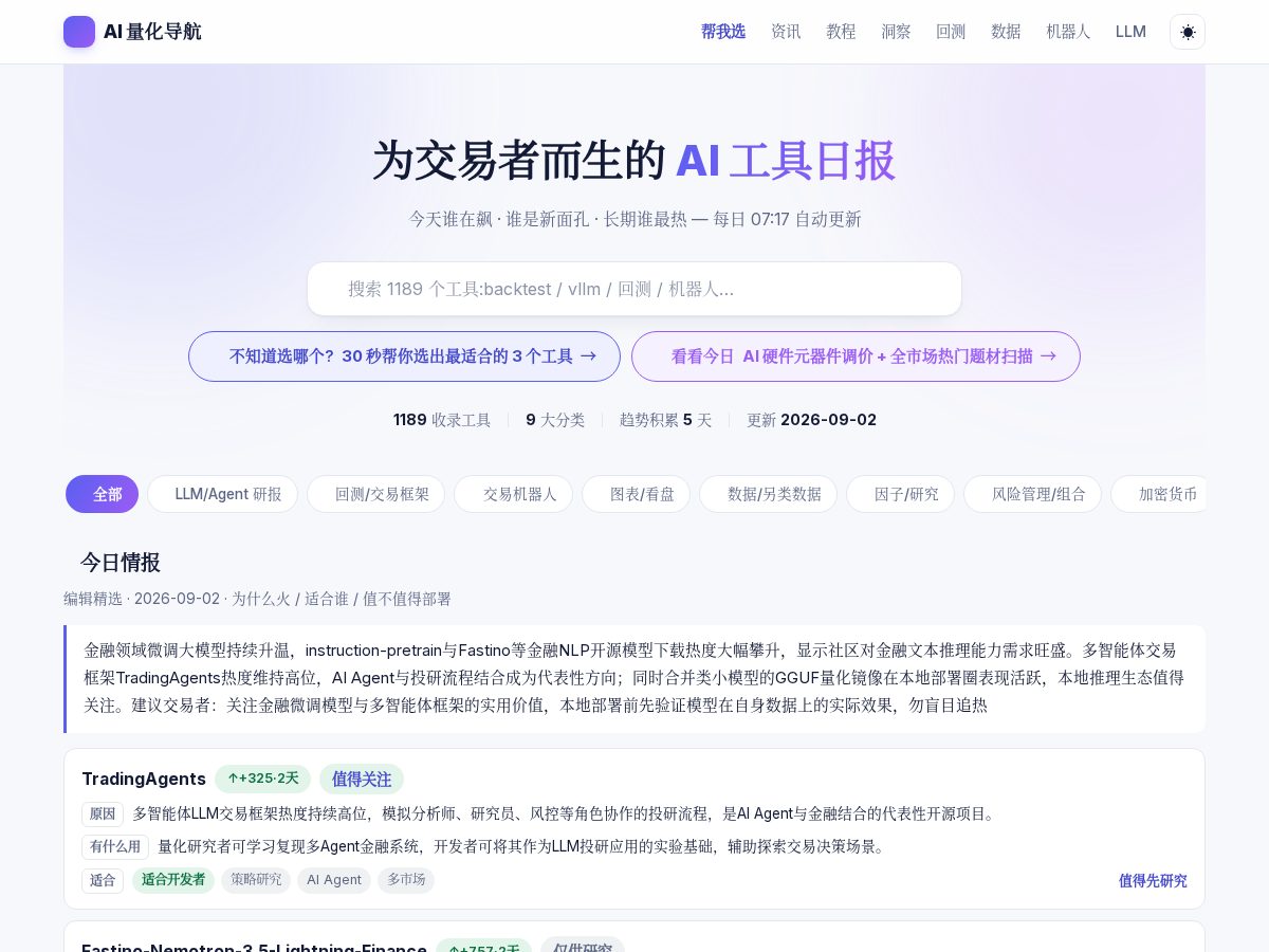 Landing-page snapshot of aiquantnav.com
