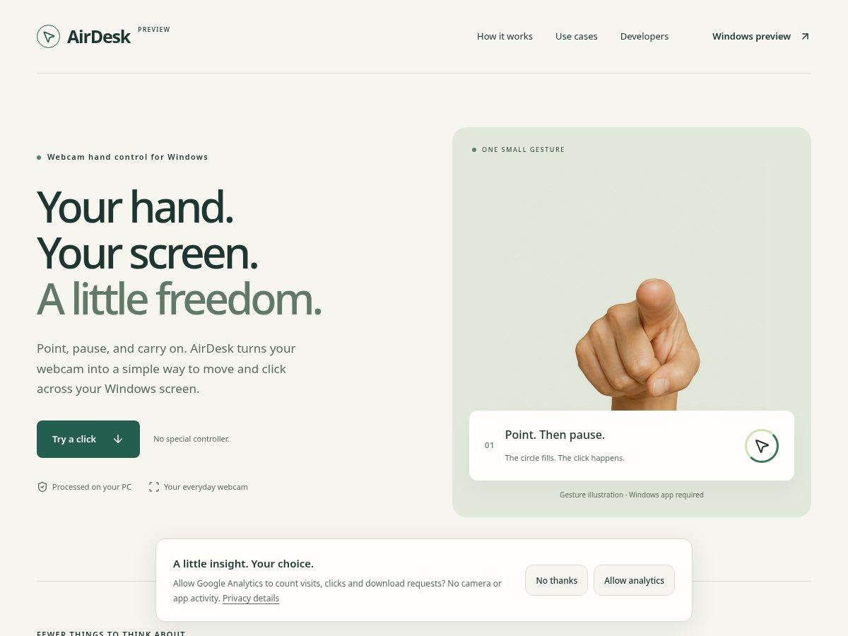 Landing-page snapshot of airdesk.zone