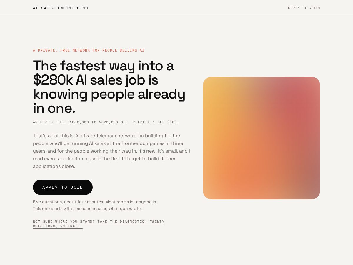 Landing-page snapshot of aisalesengineering.com