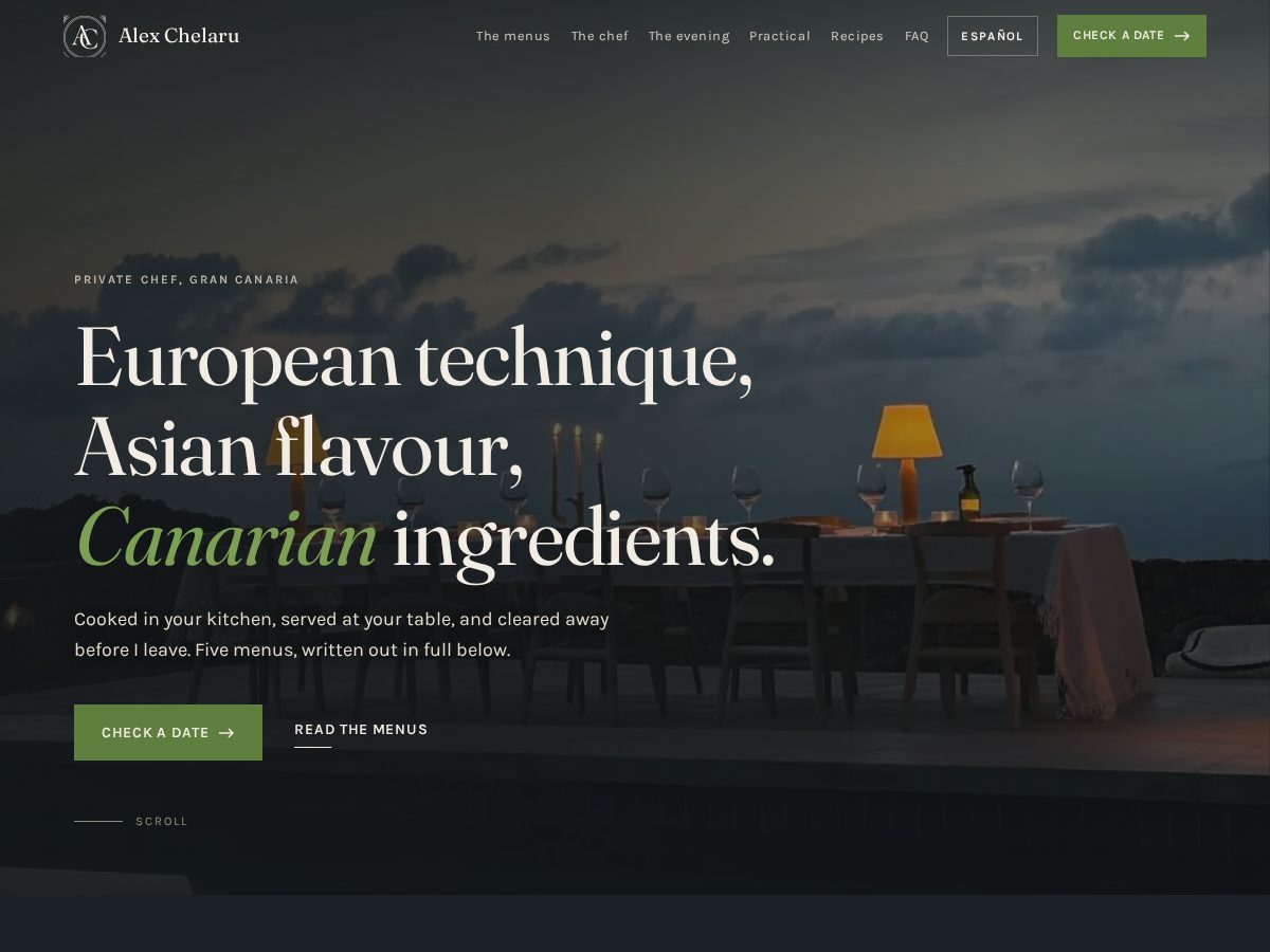 Landing-page snapshot of alexchelaru.com