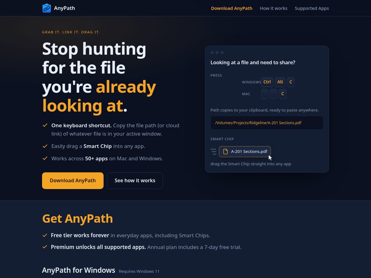 Landing-page snapshot of anypathapp.com