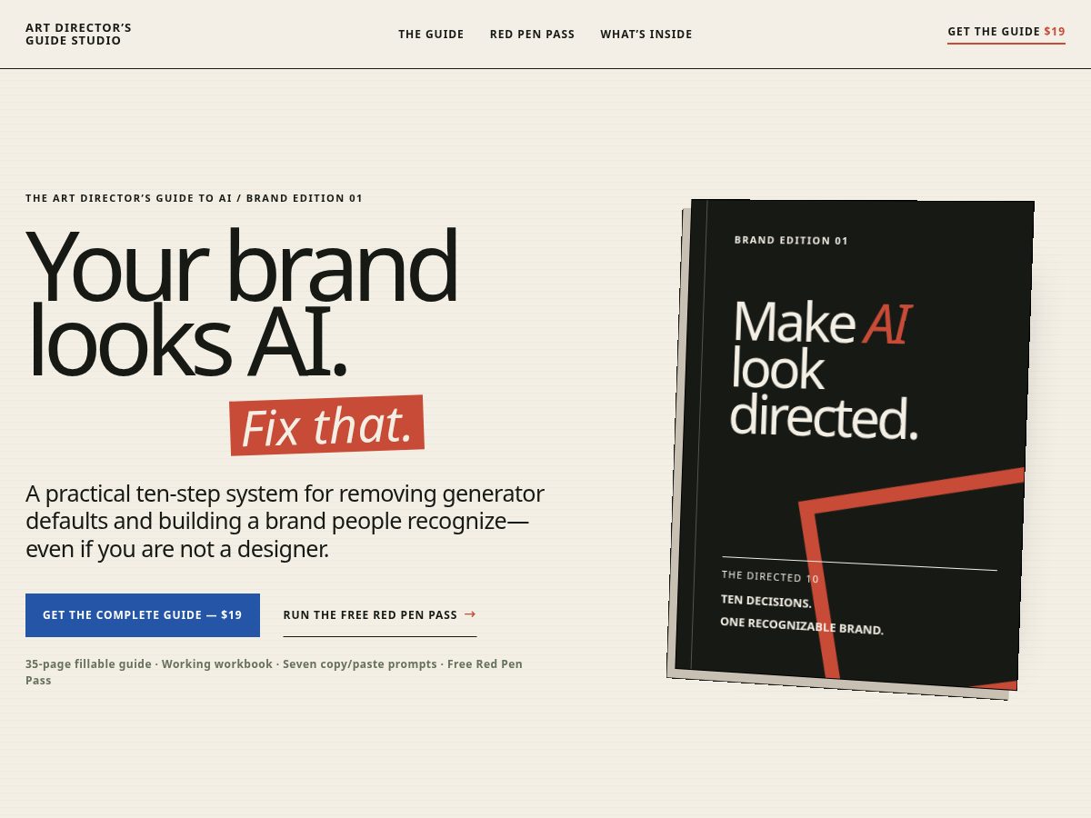 Landing-page snapshot of artdirectorsguidestudio.com
