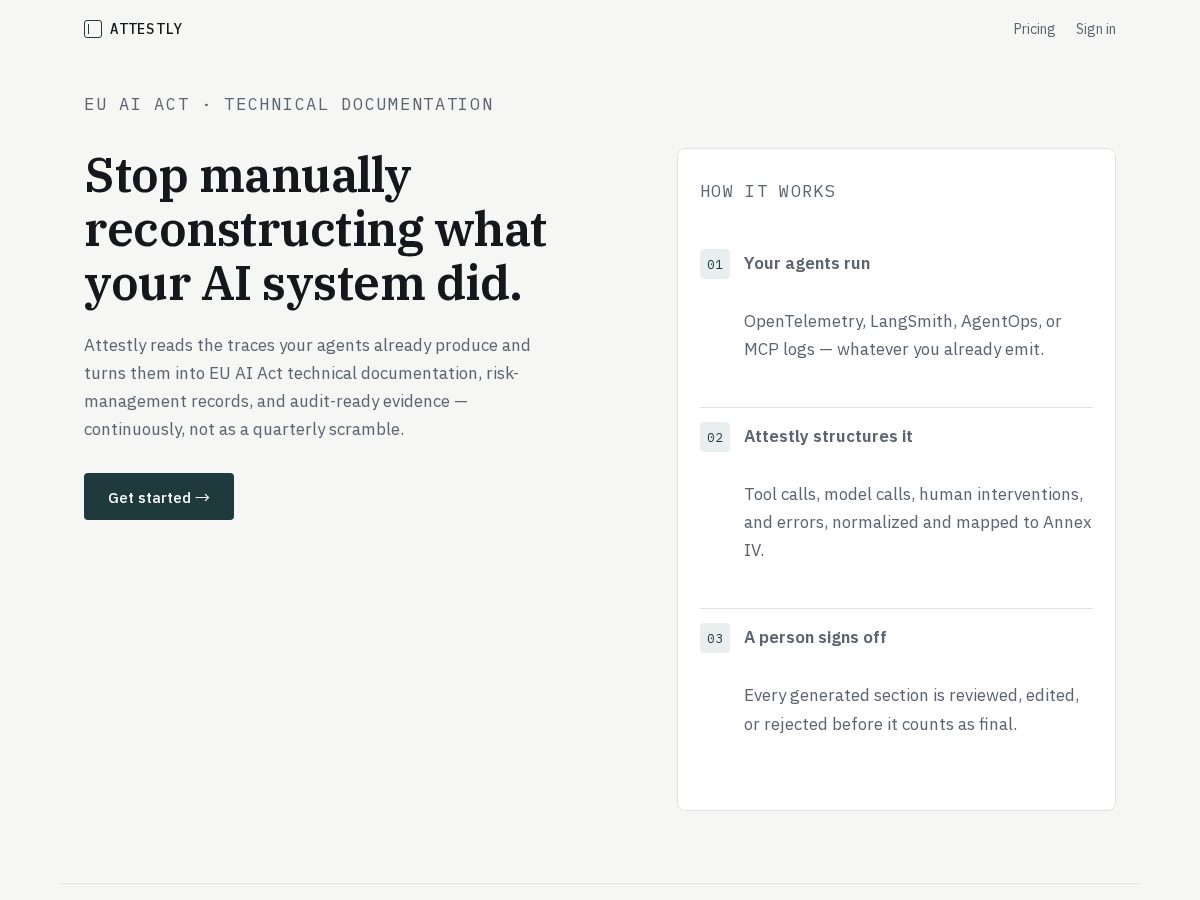 Landing-page snapshot of attestly.online