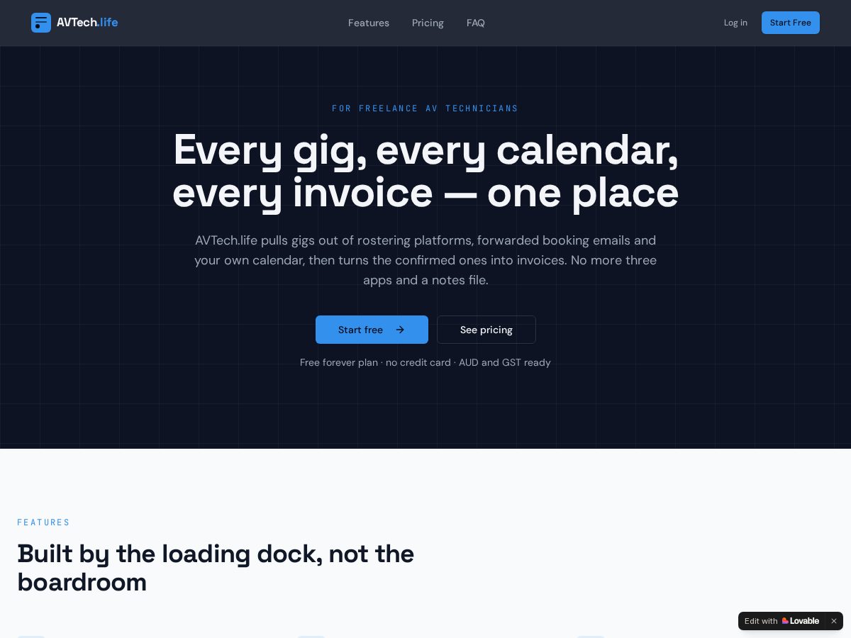 Landing-page snapshot of avtech.life