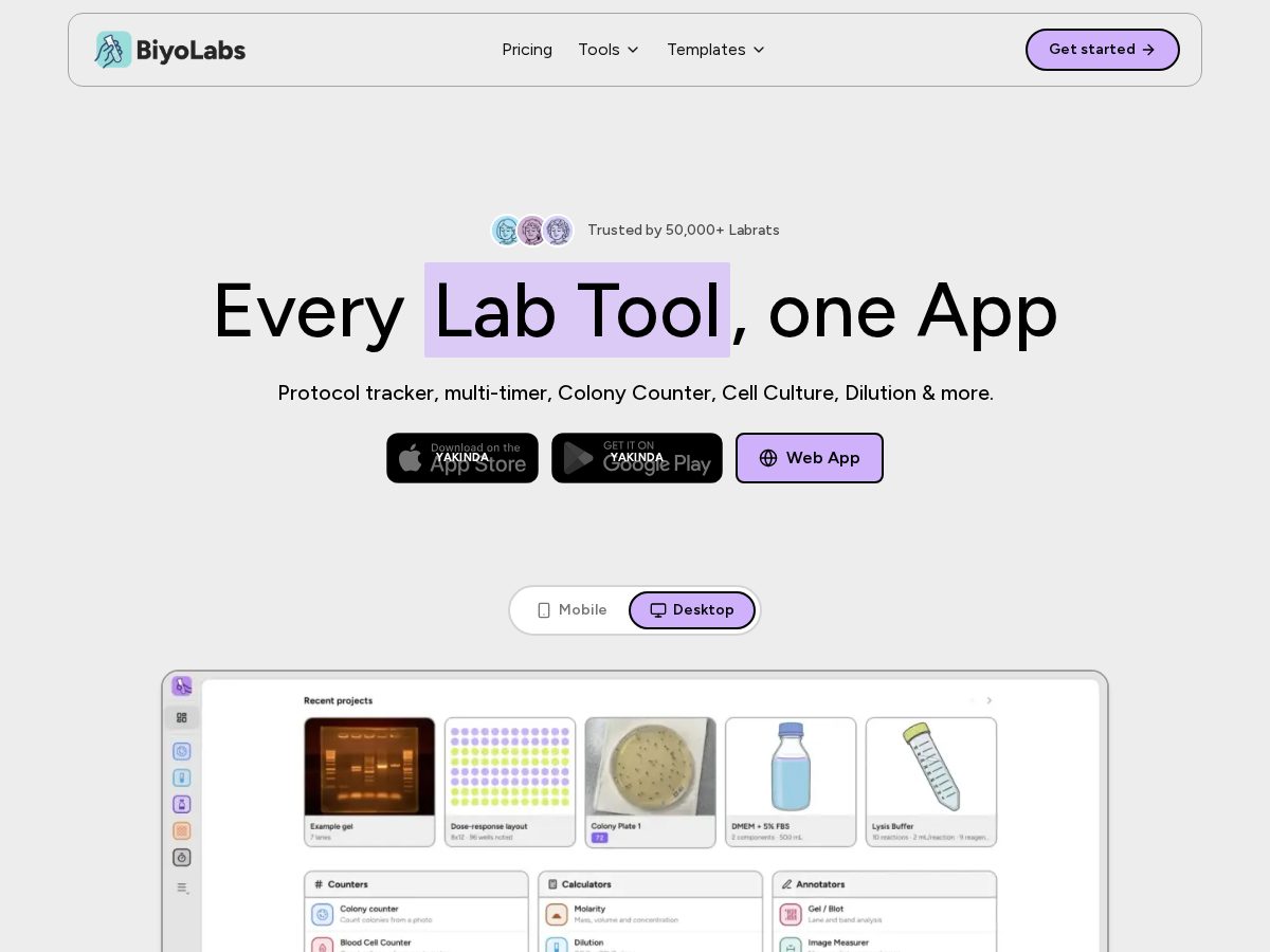 Landing-page snapshot of biyolabs.com