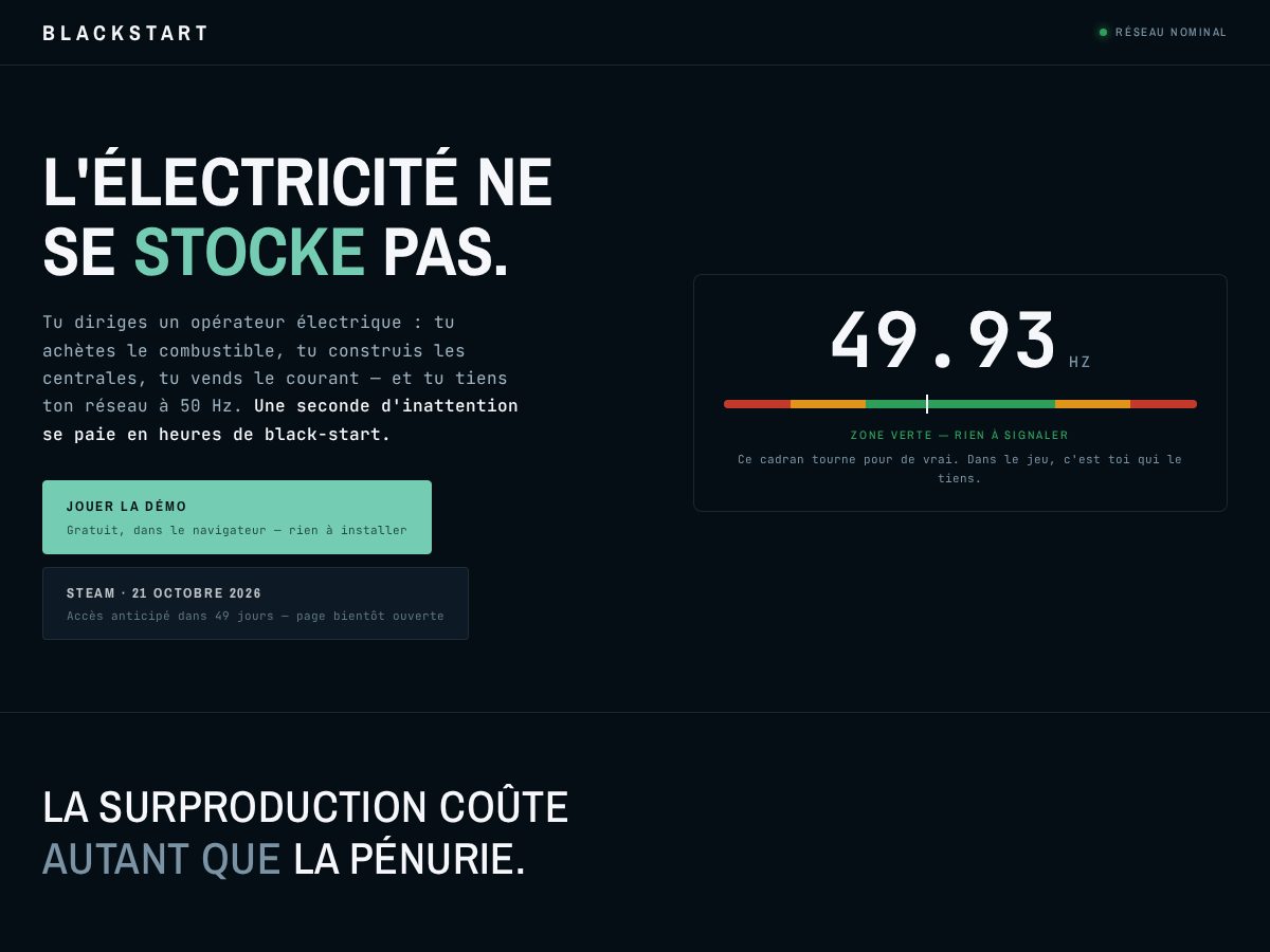 Landing-page snapshot of blackstartgame.com