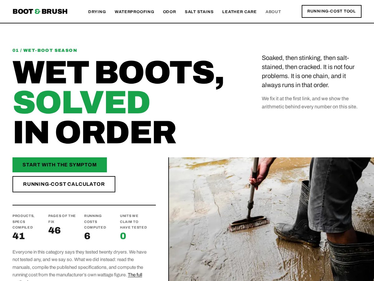 Landing-page snapshot of bootandbrush.com