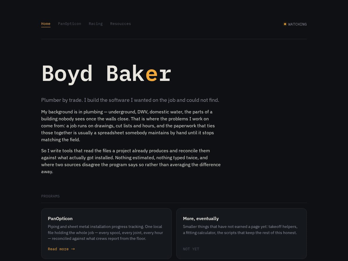 Landing-page snapshot of boyd-baker.com