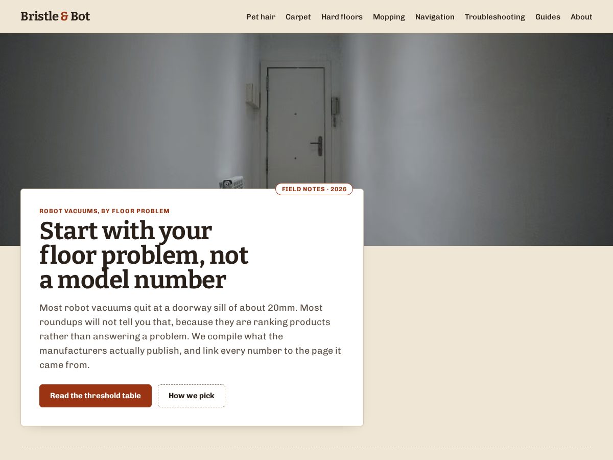 Landing-page snapshot of bristleandbot.com