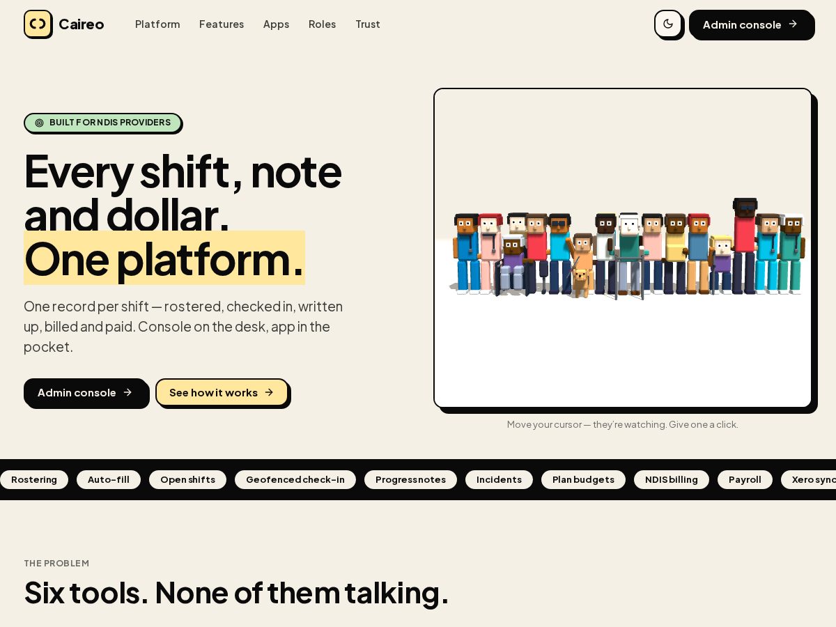 Landing-page snapshot of caireoo.com