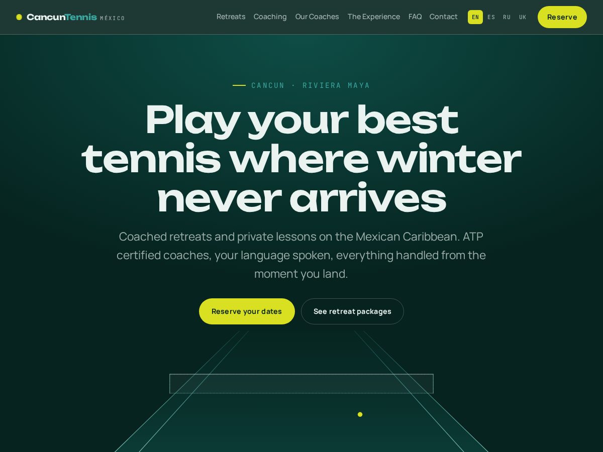 Landing-page snapshot of cancuntennis.com