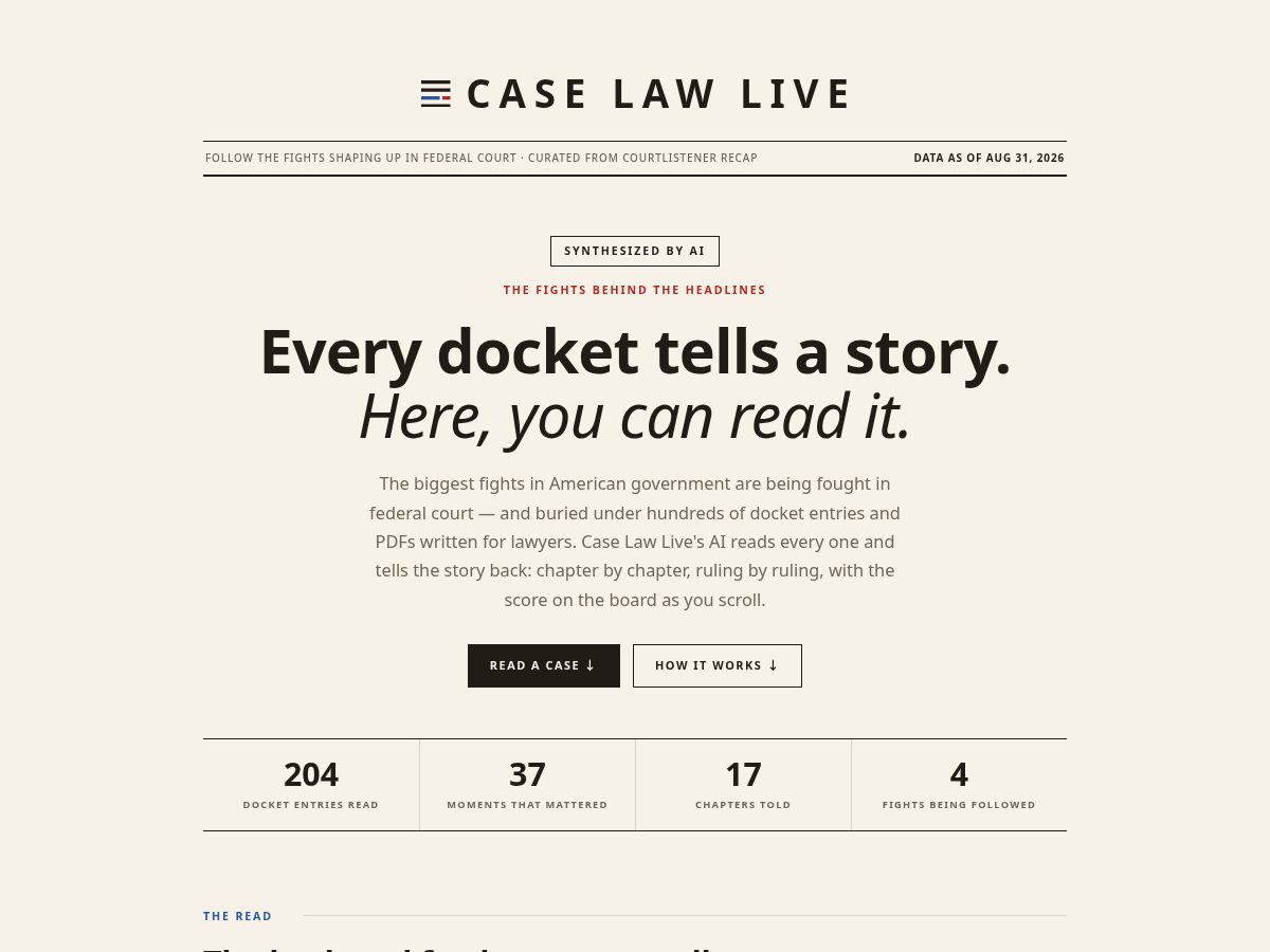 Landing-page snapshot of caselaw.live
