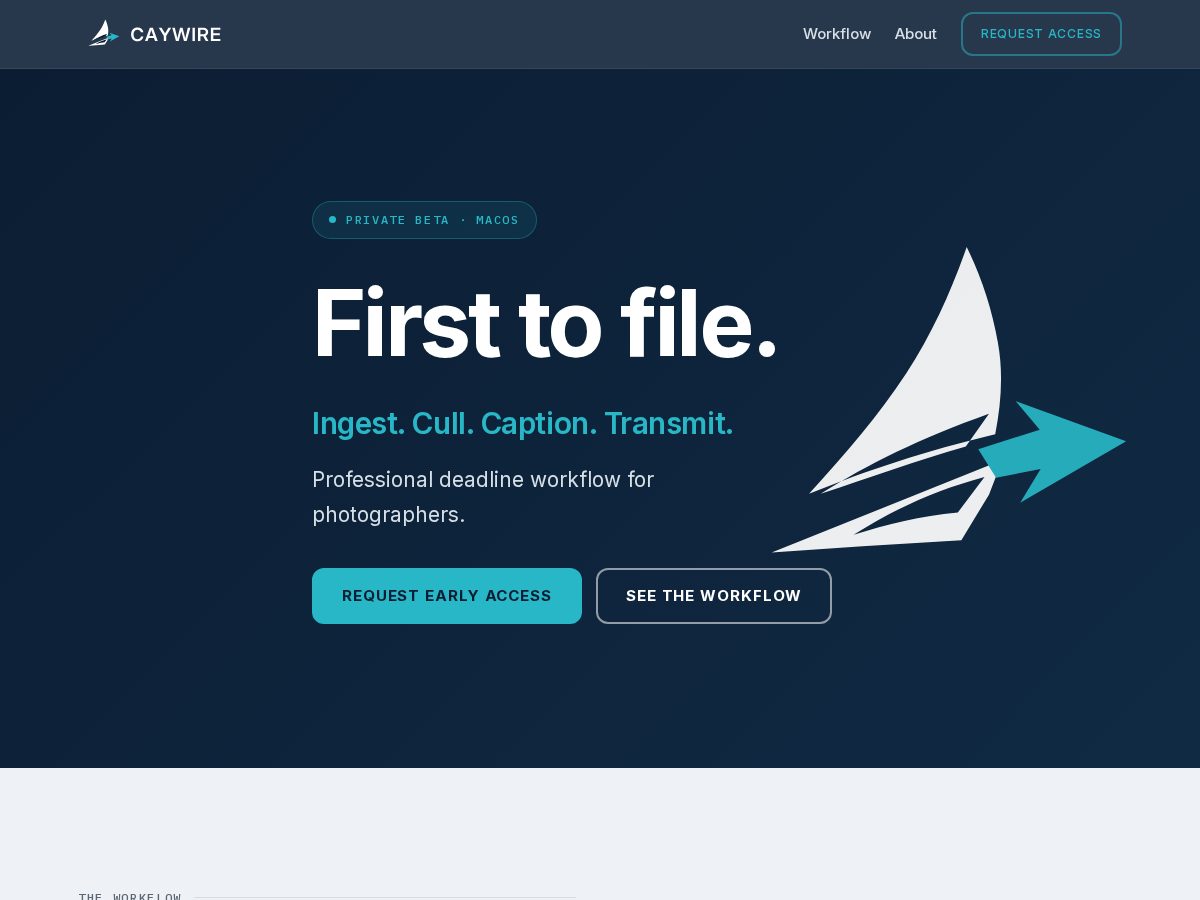 Landing-page snapshot of caywire.com