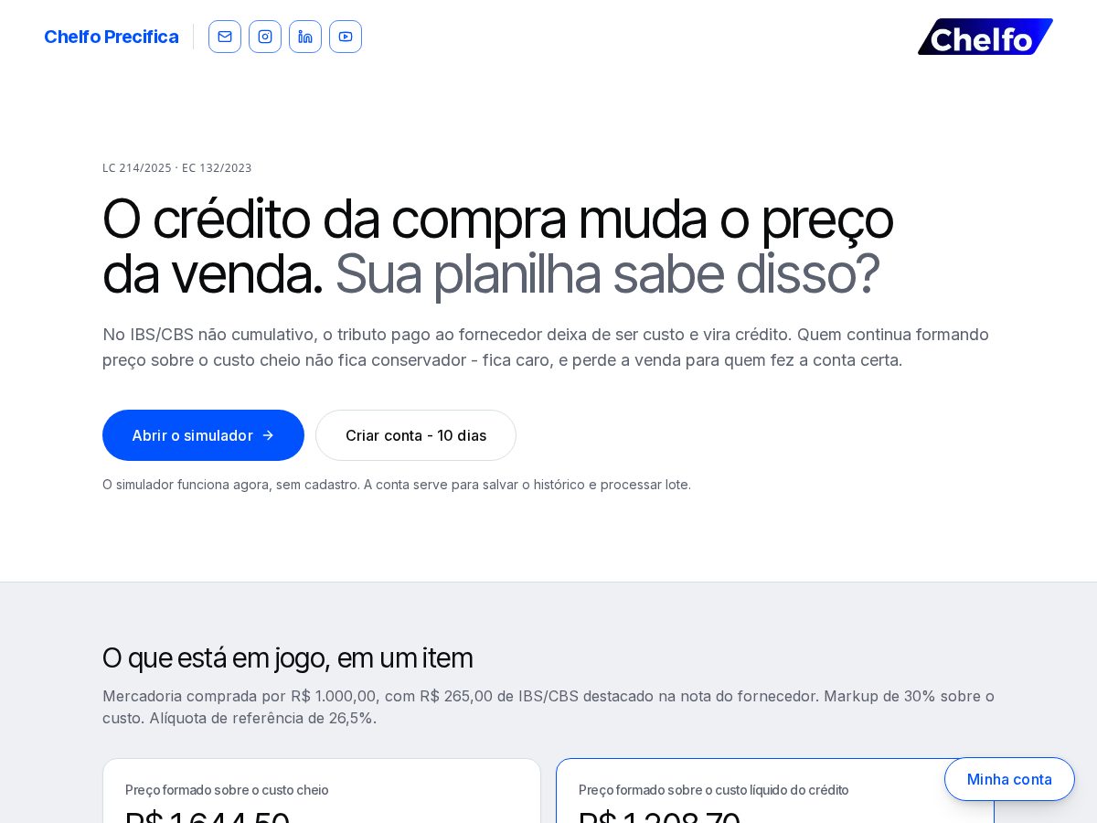 Landing-page snapshot of chelfoprecifica.com