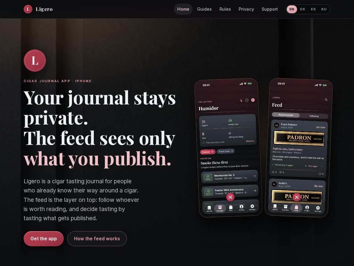 Landing-page snapshot of cigarjournal.site