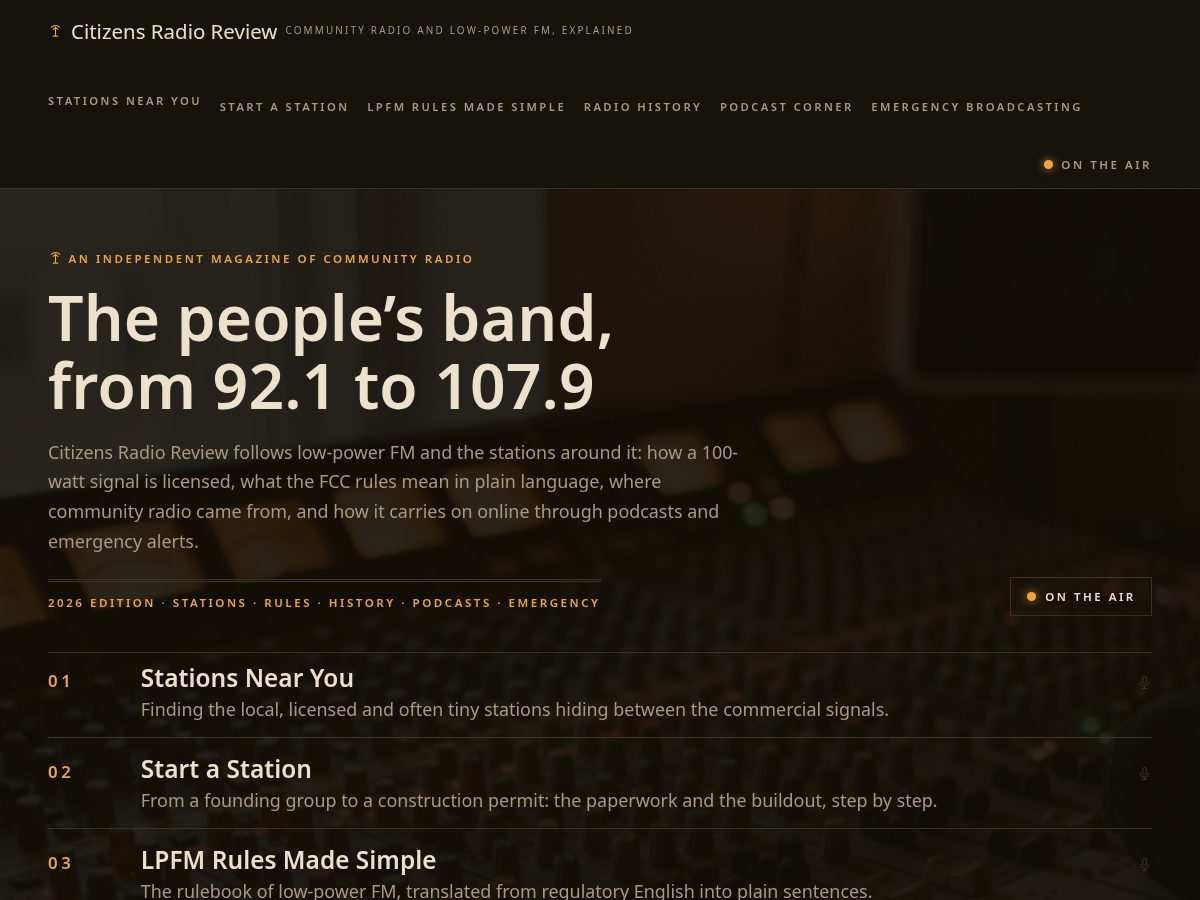 Landing-page snapshot of citizensradio.org