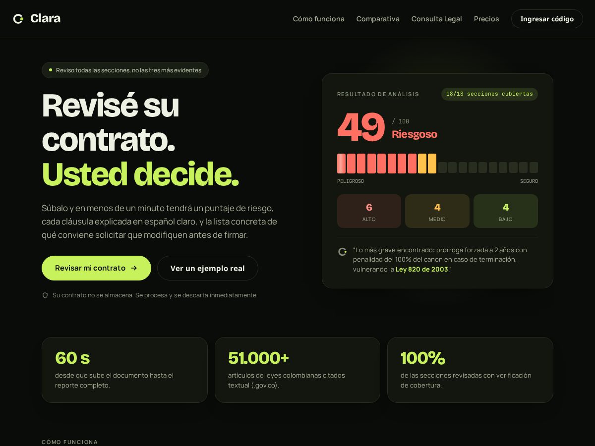 Landing-page snapshot of claralegal.online