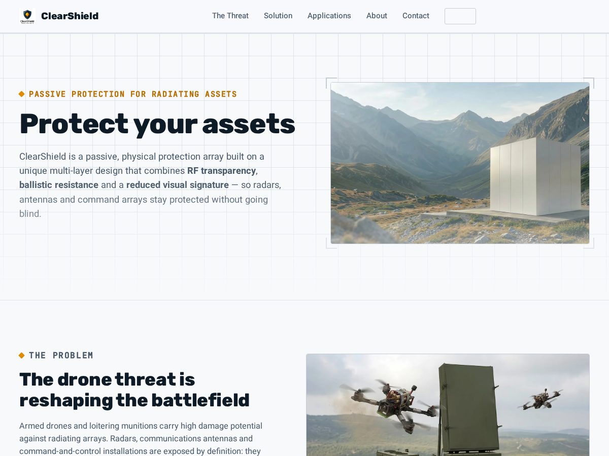 Landing-page snapshot of clearshieldtech.com