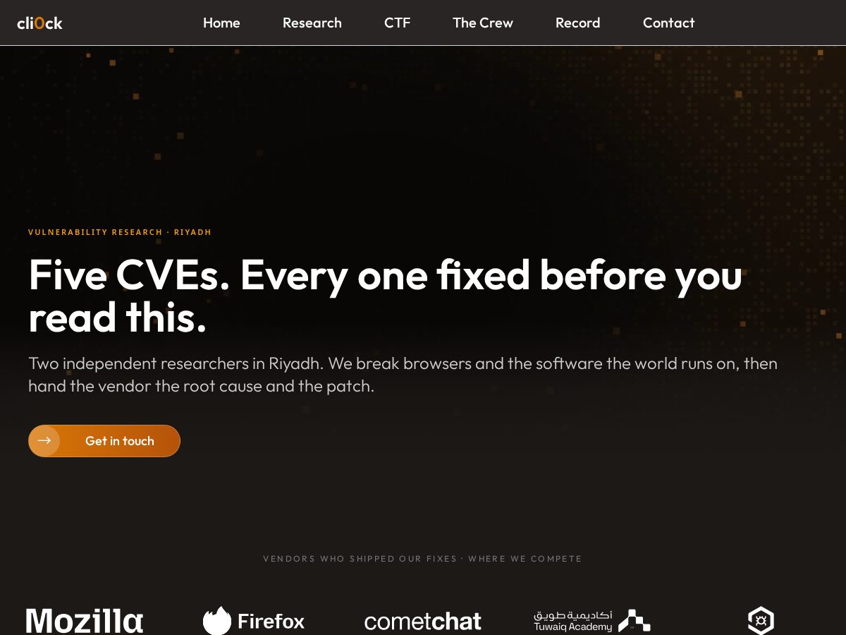 Landing-page snapshot of cli0ck.com