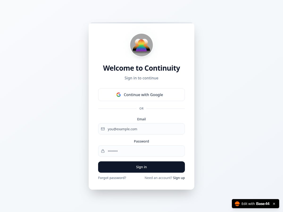 Landing-page snapshot of continuity-app.com