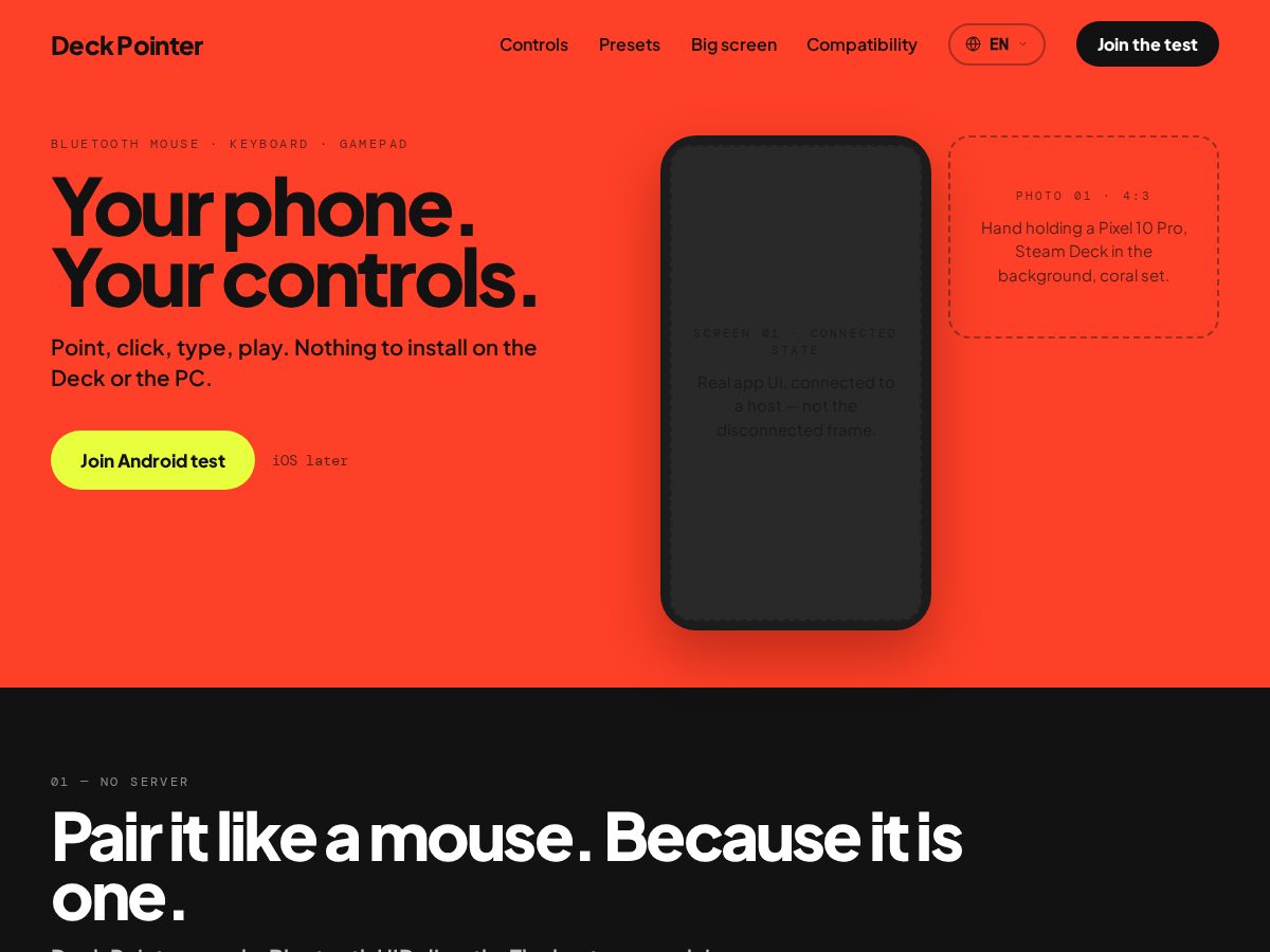 Landing-page snapshot of deckpointer.com