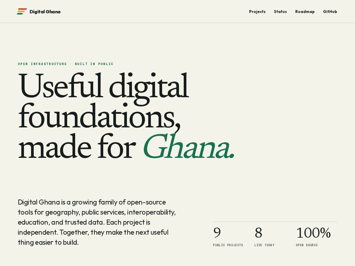 Landing-page snapshot of digitalghana.dev