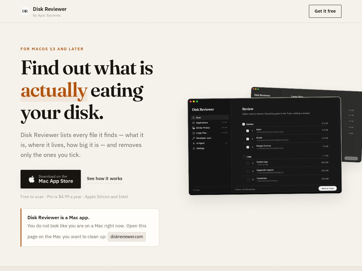 Landing-page snapshot of diskreviewer.com