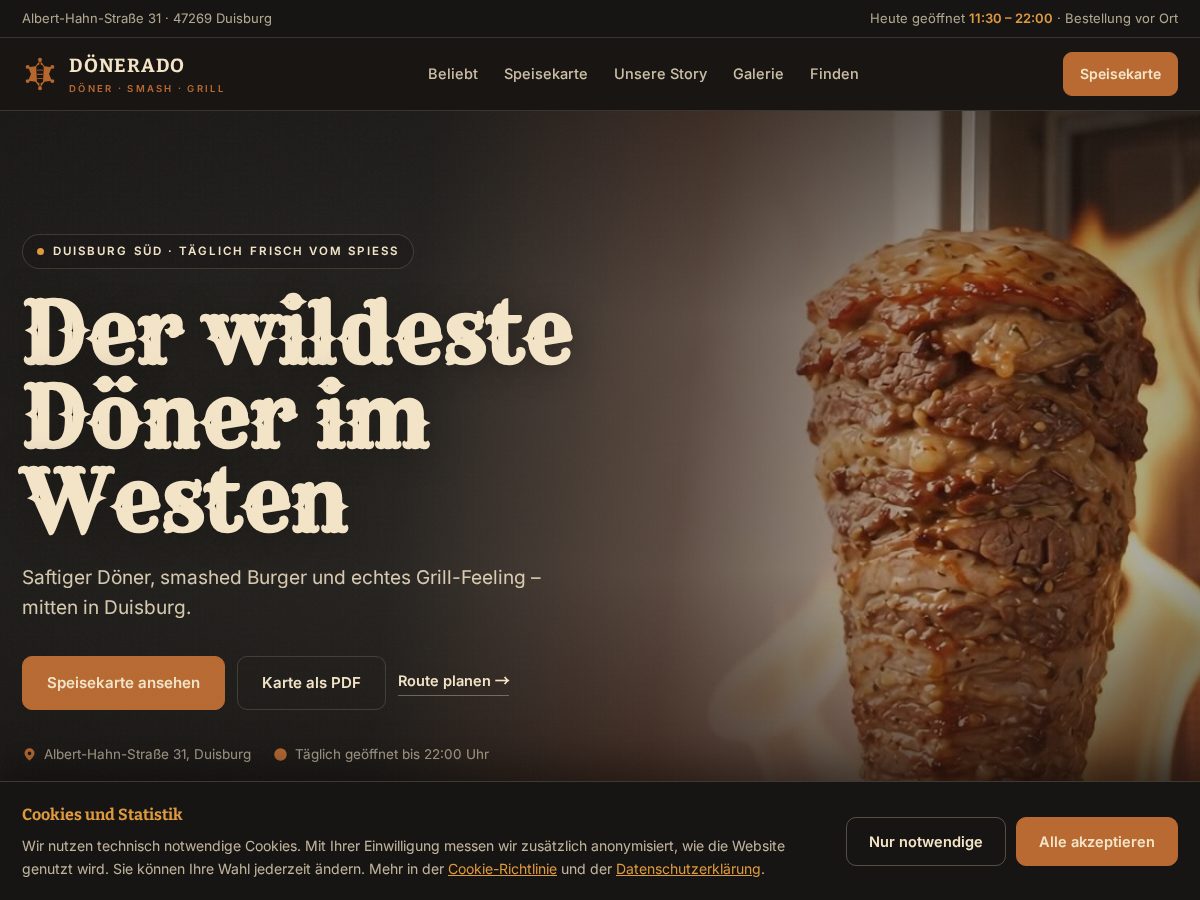 Landing-page snapshot of donerado.com