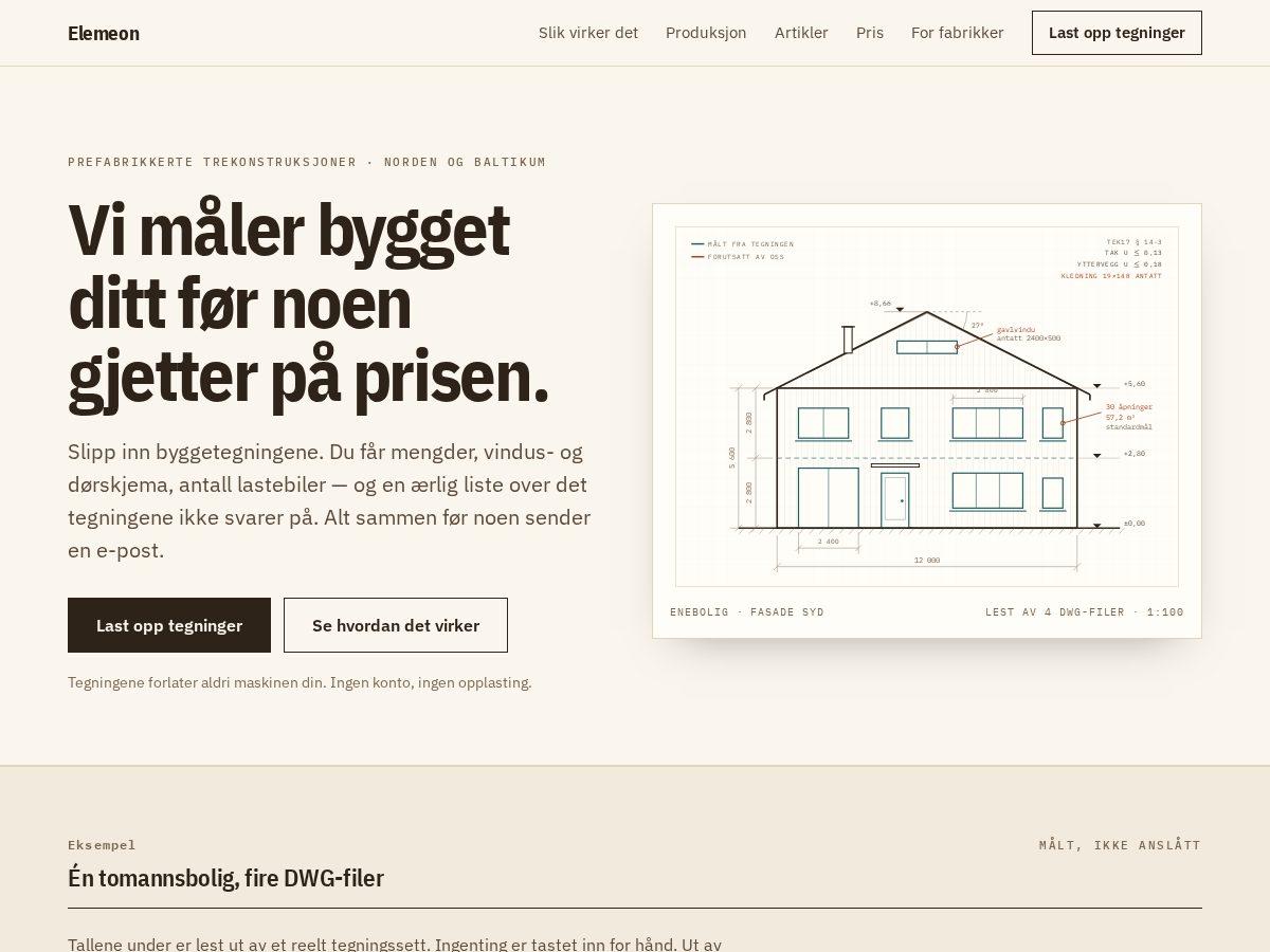 Landing-page snapshot of elemeon.com